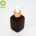 30ml empty cosmetic square amber essential oil glass dropper bottle